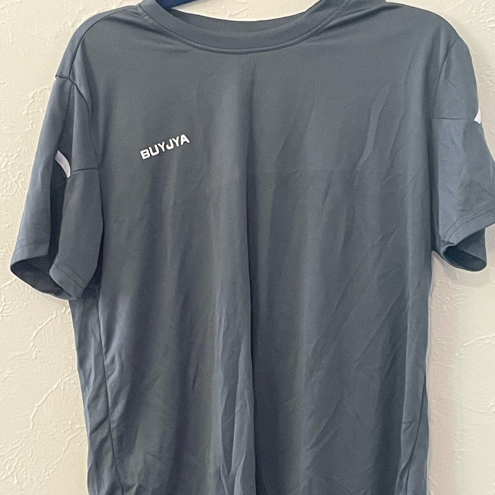 BUYJYA Men’s Gray Athletic T-Shirt Size Lightweight Training Activewear